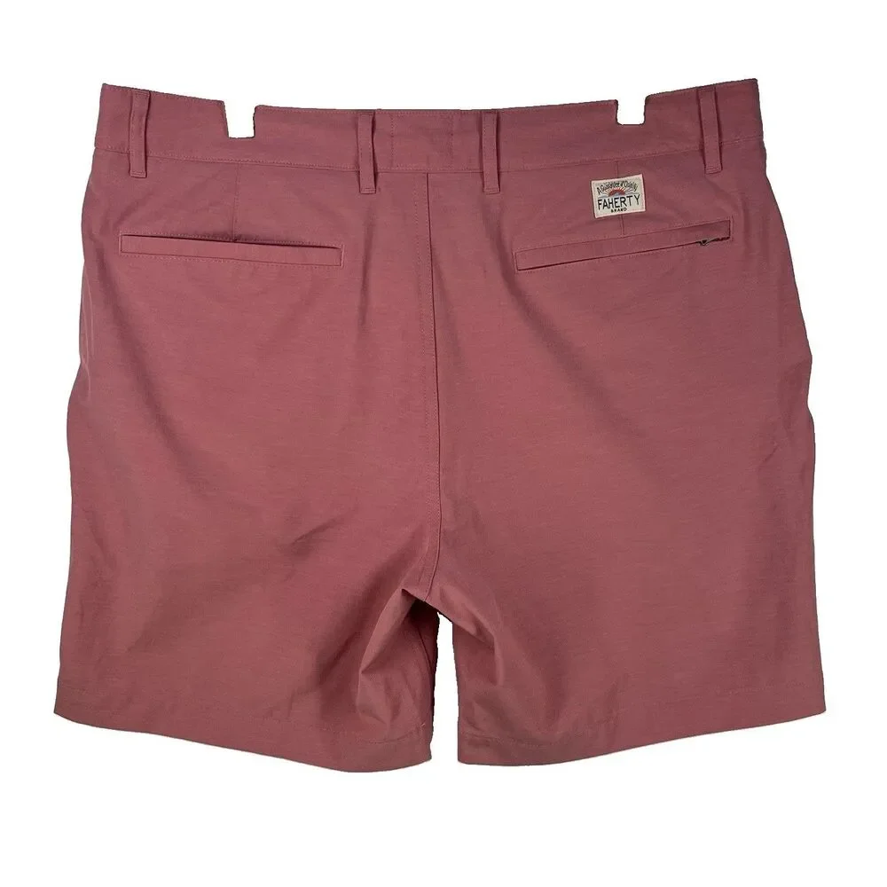 Faherty All Day Shorts Men's 34 Drawstring Chino 7 Inseam Stretch Dark Pink
